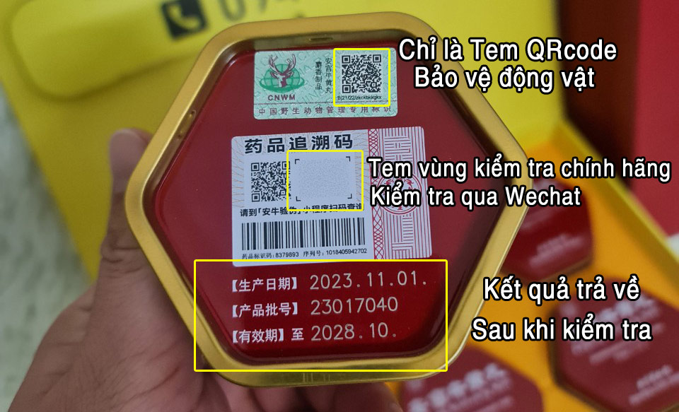 Khu vực kiểm tra nguồn gố viên thuốc có phải là sản phẩm chính hãng hay không bằng wechat