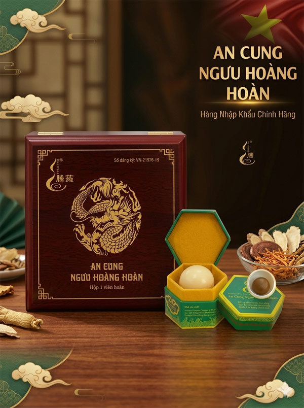 An cung ngưu hoàng hoàn hộp gỗ 1 viên dược Đông Á An cung ngưu hoàng hoàn hộp gỗ 1 viên dược Đông Á