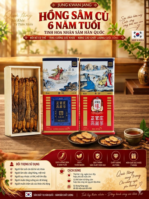 Hồng sâm chính phủ Jung Kwang Jang Hàn Quốc 6 hộp 300g Hồng sâm chính phủ Jung Kwang Jang Hàn Quốc 6 hộp 300g