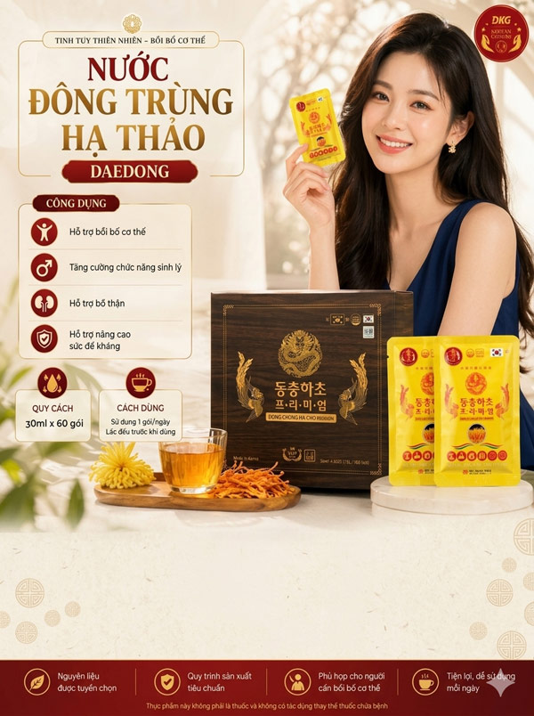 Nước đông trung hạ thảo Daedong Hàn Quốc 60 gói Nước đông trung hạ thảo Daedong Hàn Quốc 60 gói