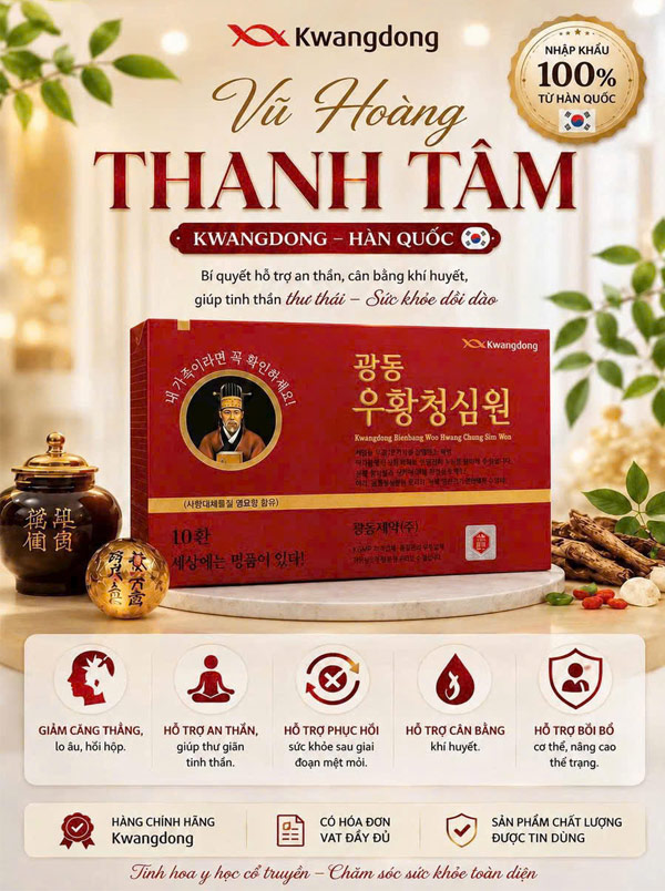 An cung ngưu Vũ Hoàng Thanh Tâm Kwangdong Hàn Quốc 10 viên An cung ngưu Vũ Hoàng Thanh Tâm Kwangdong Hàn Quốc 10 viên