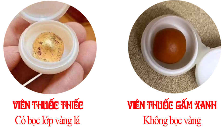 Sự khác biệt thêm là lớp vàng lá bọc bền ngoài của viên thuốc